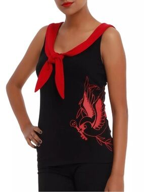 Hot Topic Midnight Hour Sparrow Sailor Pin Up Style Tank Top